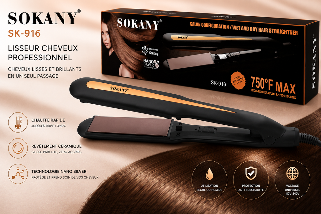 Lisseur Cheveux Professionnel SOKANY SK-916