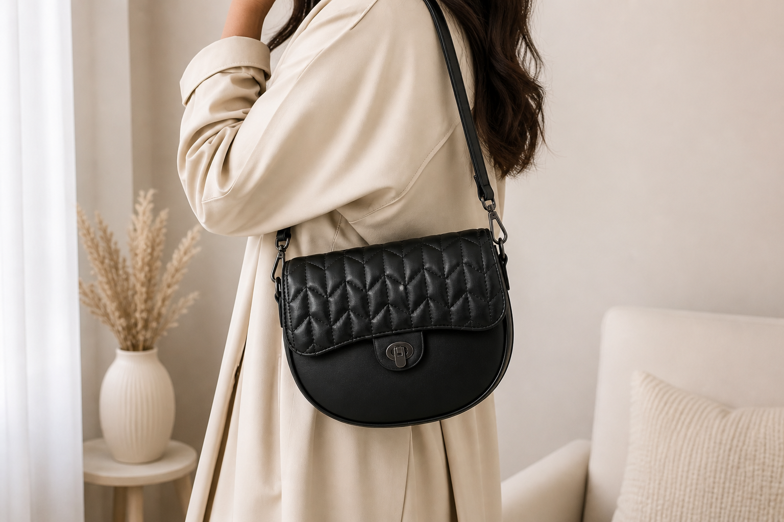 Sac à main femme matelassé – Noir